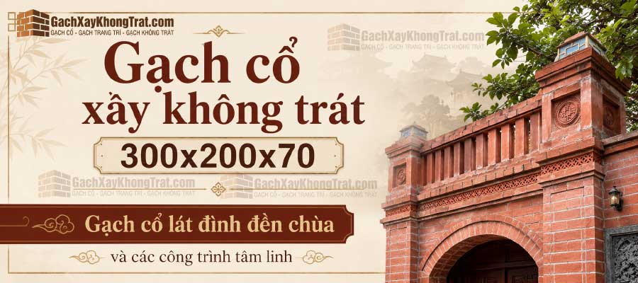 Gạch Cổ Xây Không Trát 300x200x70